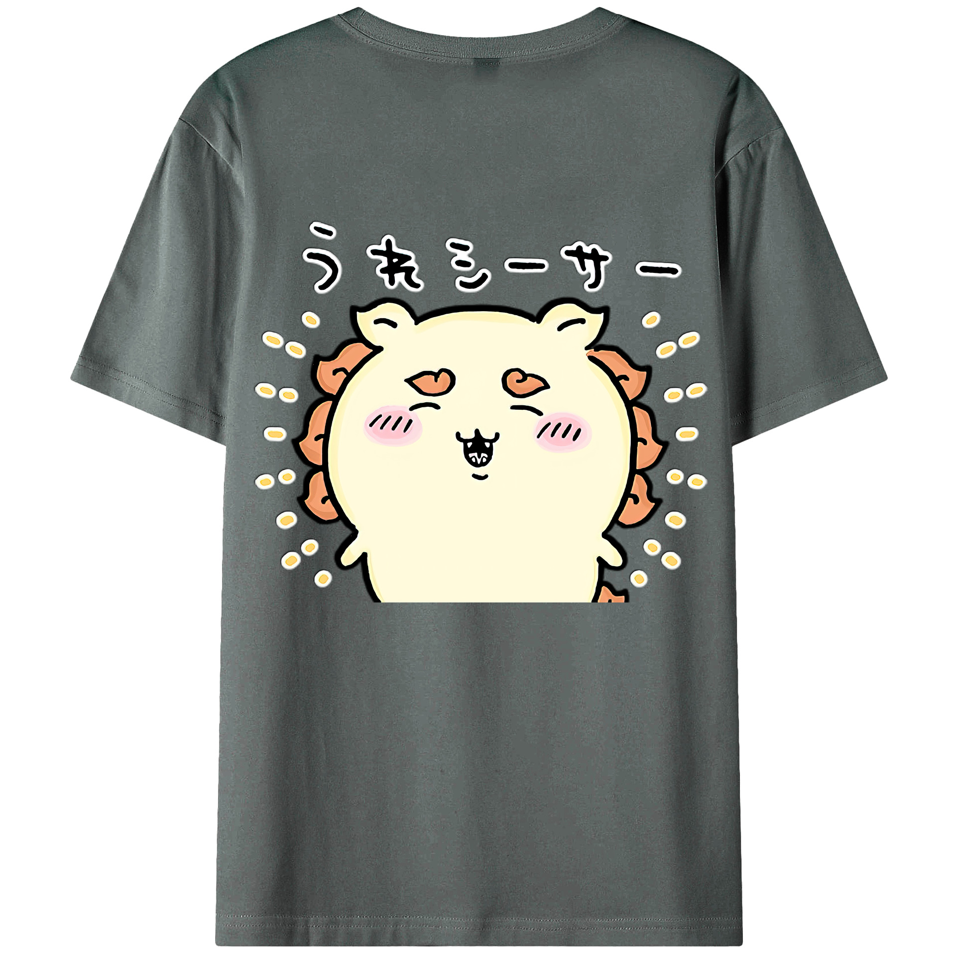 （画像用） ちいかわ シーサー Chii-kawa Shisa 綿100％ メンズ半袖Tシャツ（バックプリント） 通気性